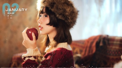 爱吃苹果的短发美女