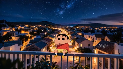 夜晚星空下小新