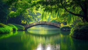 唯美绿色湖水