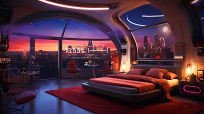 科幻赛博朋克房间	