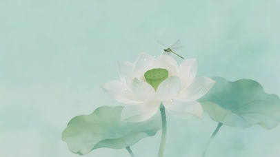 淡绿色透明质感的荷花