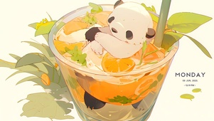 杯中可爱熊猫