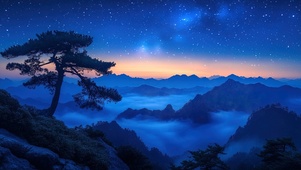 夜空山中古松