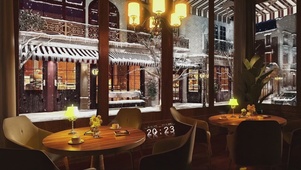 雪天舒适咖啡厅
