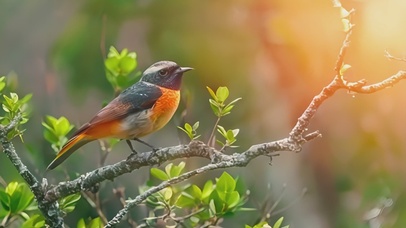 4K树枝上站着一只小小鸟