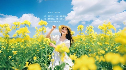 油菜花温馨美少女甜美动人