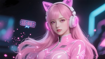 清纯粉发电竞少女