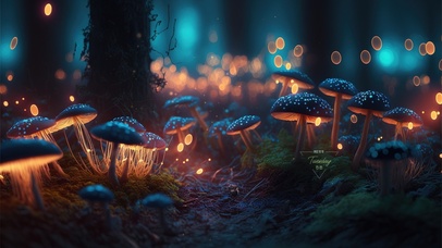 4K唯美治愈梦幻蘑菇森林