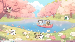 树下垂钓小狗