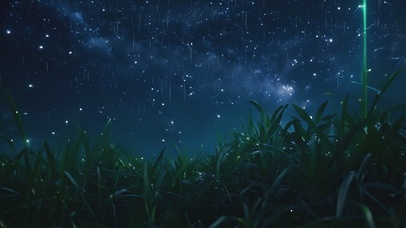 4K唯美夏季夜晚草地星空银河
