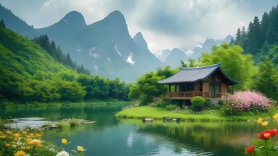 唯美的湖畔小岛