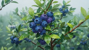 雨中清新蓝莓