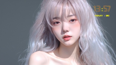 简单的银色长发美少女