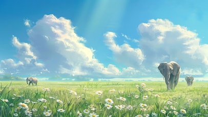 午后的悠闲大象