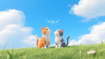 可爱草地上猫咪