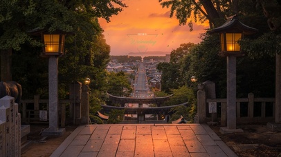 唯美治愈黄昏街道