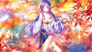 枫叶下的女人