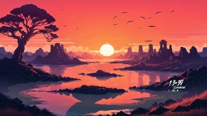 黄昏河流日落