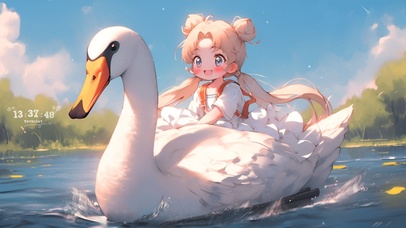 天鹅可爱美少女