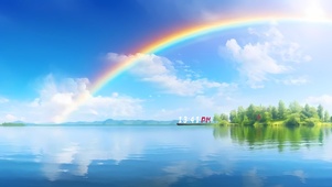 4k彩虹下湖泊