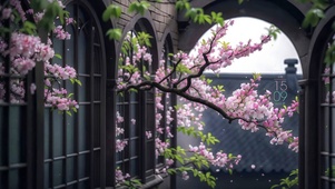 雨季海棠花