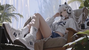 午后居家猫耳少女