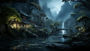 山间雨夜