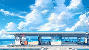 壮观白云海边