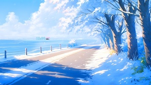 湖面白云雪森