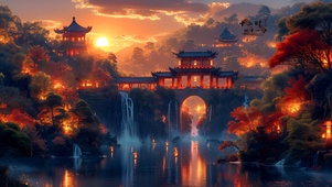 秋水明落日