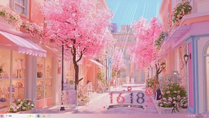 护眼樱花树木街道景色主题