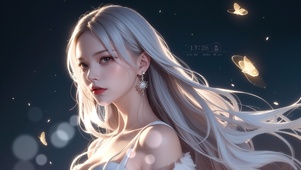 4K简约梦幻白发御姐