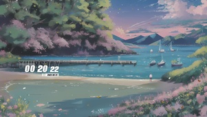 唯美治愈晚霞海景