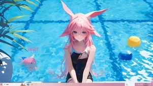 泳池可爱少女