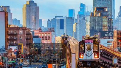 通勤上下班城市电车漫画晚霞