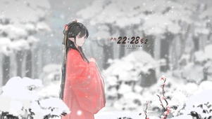 4k 飘雪红妆少女