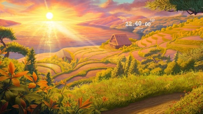 唯美夕阳黄昏海岸小屋