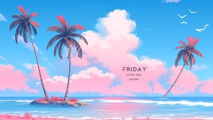 浪漫椰林海边