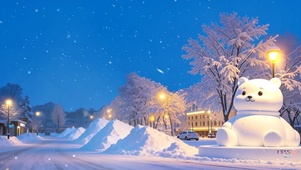 飘雪夜熊宝宝