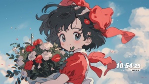 手捧鲜花的女孩子