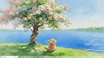 鲜花树下猫咪