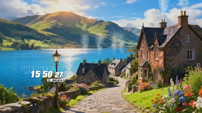 蓝天白云树木海景