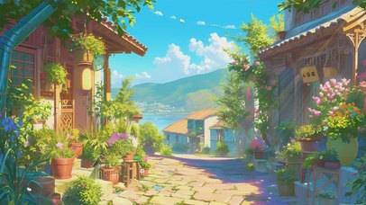 护眼房屋树木景色