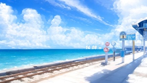 4k海边的站台