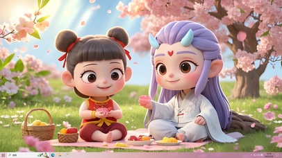 樱花树下的野餐