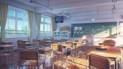 4K唯美治愈学校教室（早）