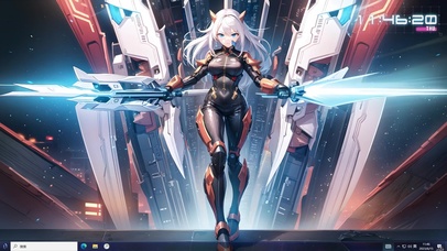 4k白发紧身衣机甲光剑少女