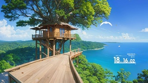 护眼树木海景
