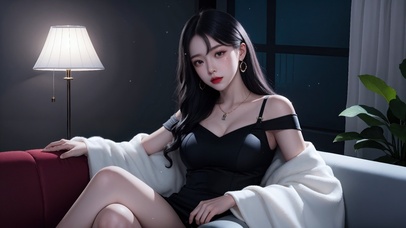 纯欲系居家长发女生