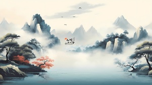 4K唯美古风水墨江山图
